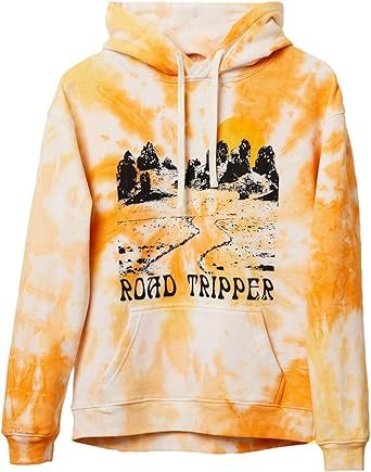 Pura Vida Women's Road Tripper Hoodie Pullover Sweatshirt - Flat Drawcord, True to Size - Multicolor Tie Dye